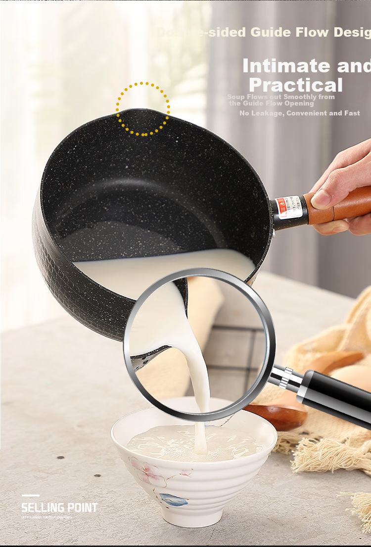 MAXCOOK Snowflake Pot, Hammered Stainless Steel Milk Pot, Noodle Soup Pot, Baby Food Pot, Compatible with Stove MCJ4503 6