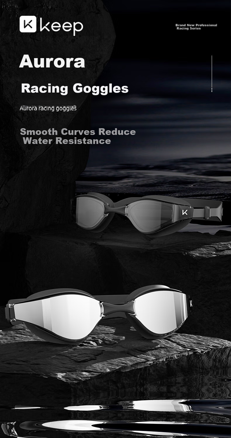 Keep Swimming Goggles HD Anti-Fog Waterproof Unisex Racing Prescription Coated Professional Gear Flowing Purple Coated 1