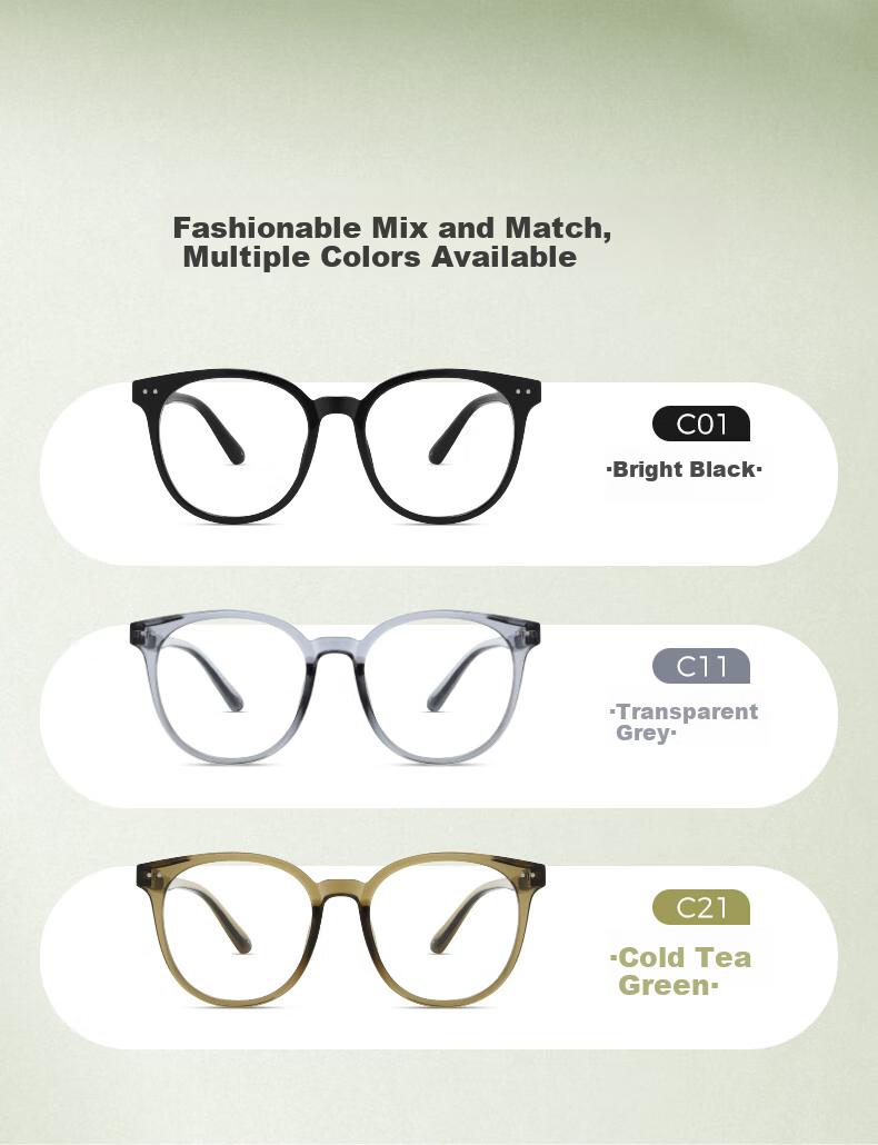 LOHO Ultra-Light Round Frame Glasses for Women, Can Be Fitted with Myopia Lenses, Cold Tea Color, Face-Slimming Effect, Bare-Faced Look, Anti-Blue Light Frame, Compatible with Zeiss Lenses 6