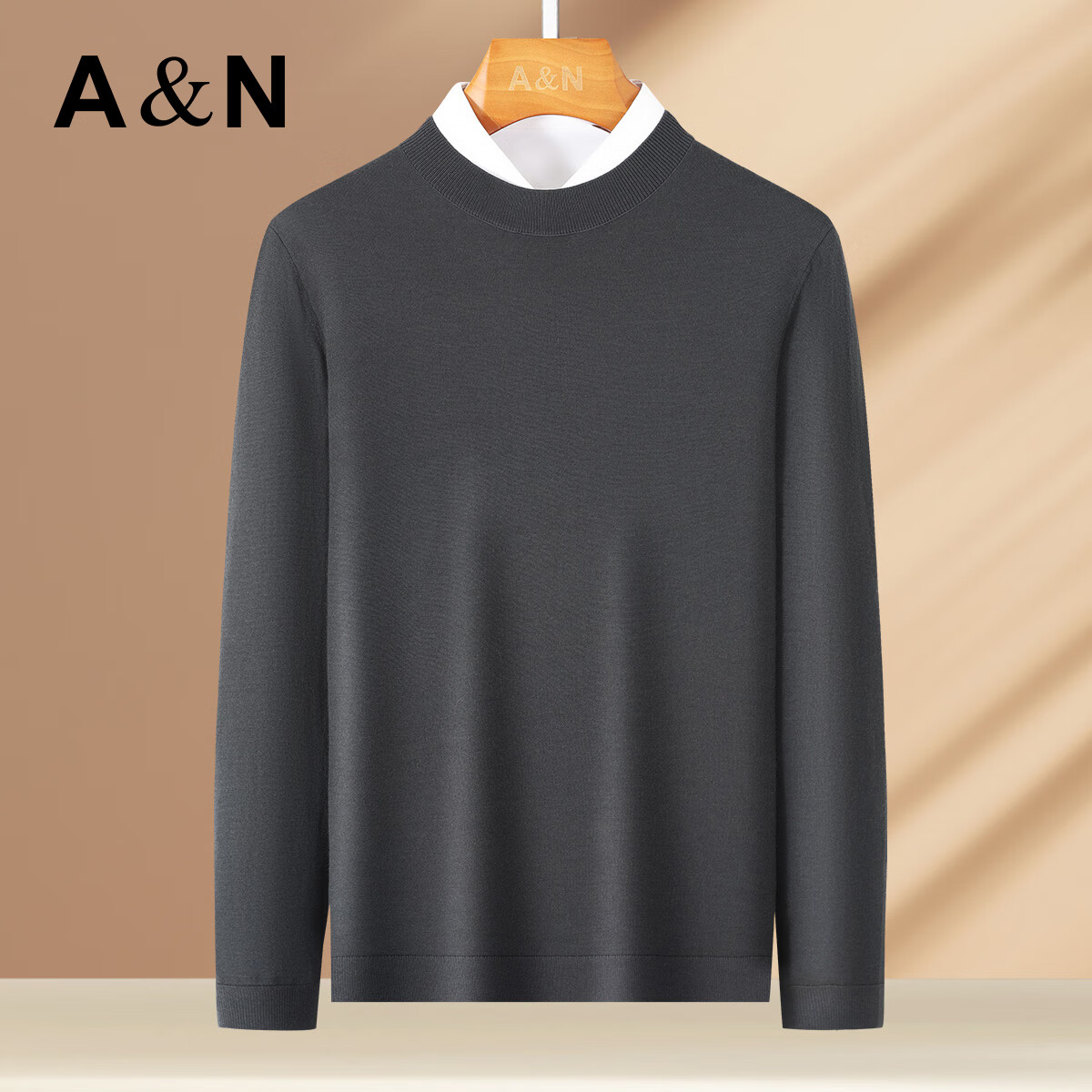 Antonio Men's Autumn Winter Wool Sweater Knitwear Base Layer Machine Washable 100% Fine Wool