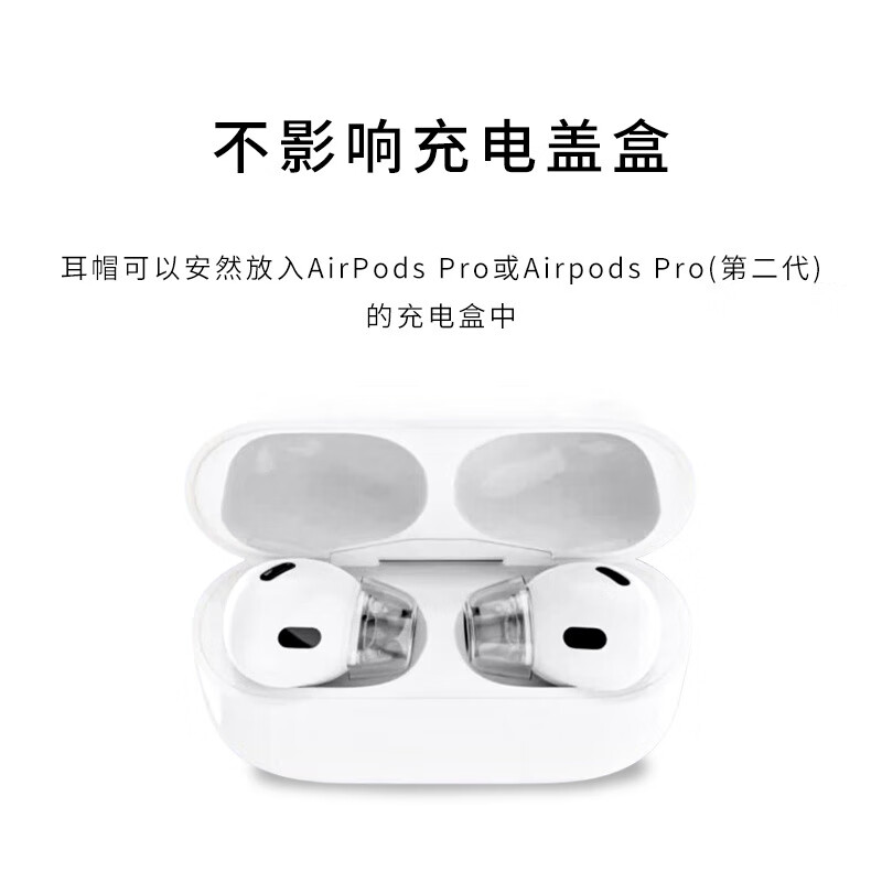 KOVOL Ear Tips And Caps Compatible with Apple AirPods Pro 1/2 And First/Second Generation, Liquid Silicone Earphone Covers, Non-Slip Transparent Earphone Protectors [Medium Size] 1 Pair 2