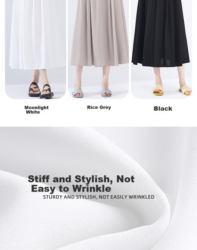 BOPRUIEY Ice Silk Midi Skirt for Women, Summer 2026 Latest Thin Elastic A-Line Draping Wide Hem Umbrella Skirt 11