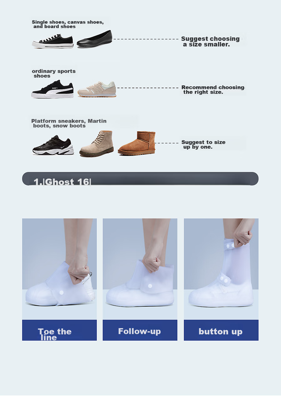 BWNK Waterproof Shoe Covers with Thick Soles, Non-Slip, Wear-Resistant, Portable Rain Gear, Rain Boots, Silicone-Coated Rain Shoes, Brown, XL Size 15