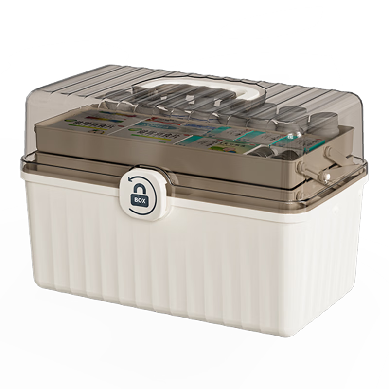 Jinlongxing Household Medical Box Multifunctional Medicine Storage Box Family Emergency Lockable Childproof Medical Box 3-Layer Large Size