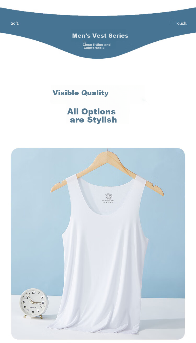 LangSha Men's Tank Top, Summer 7A Antibacterial Ice Silk Seamless Modal Thin Sleeveless Athletic Undershirt 14