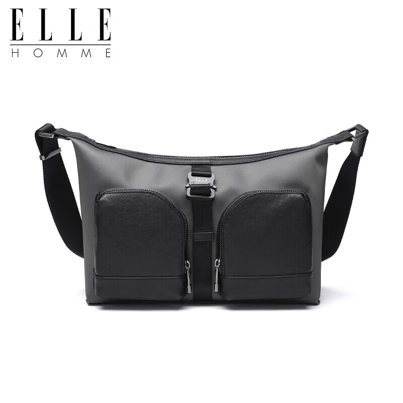 ELLE HOMME Men's Crossbody Bag, Trendy Canvas with Leather Shoulder Bag, Fashionable Men's Handbag 03530 Birthday Gift