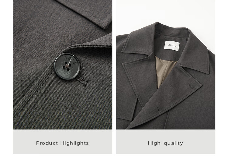 Bojuezhuoer Suit Collar Mid-Length Men's Trench Coat, Double-Breasted, High-End Classic Design, Casual Style 2