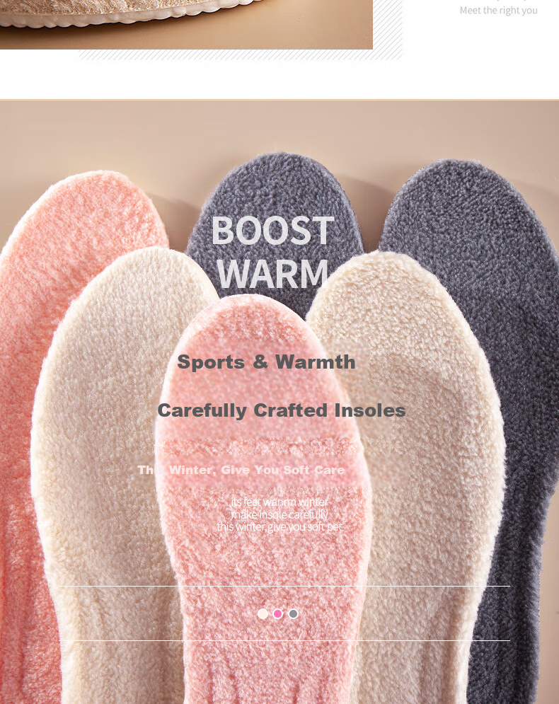 RENBEN 2 Pairs Warm Fleece-Lined Sports Insoles for Men And Women, Winter Cotton Cold-Proof 6019R Gray Size 39-40 15