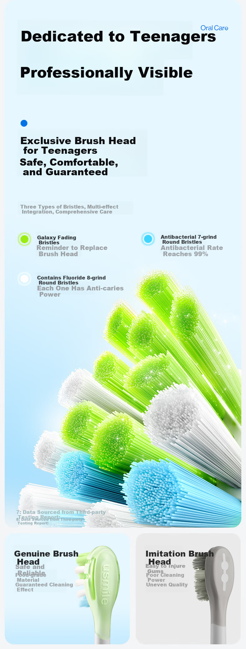 Usmile Children's Electric Toothbrush T10 Starry Green, Suitable for Ages 9+, Electric Toothbrush for Teenagers 12+, Birthday Gift, Children's Gift, New Year Gift 8