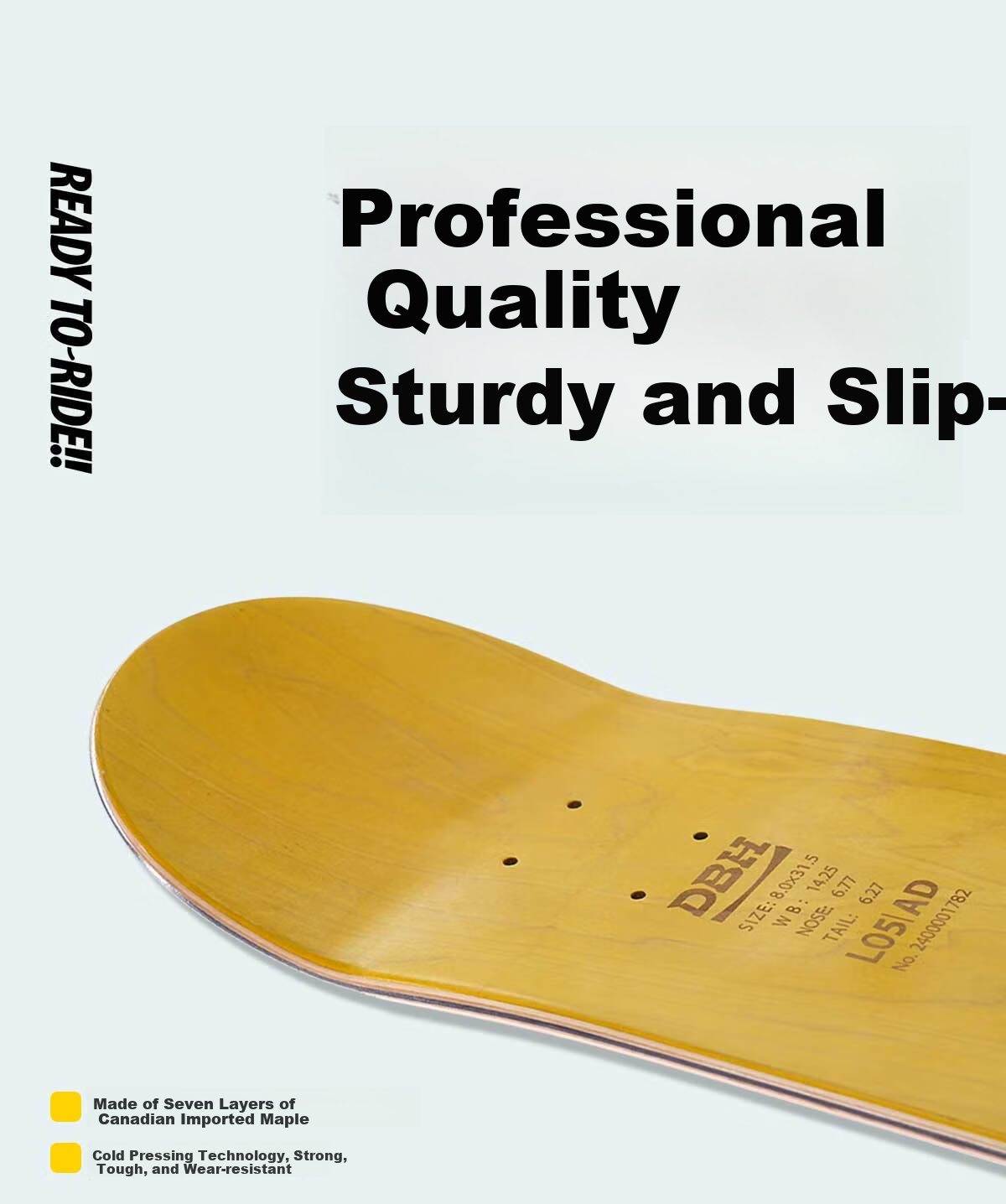 DBH Skateboard, Professional Board for Beginners, Children And Adults, Boys And Girls Aged 6-12 Double-Warped Board, Unicorn Design, 8.0 Inches 14