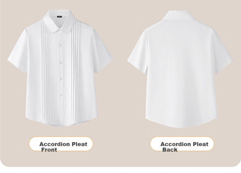 Yinuofang Girls' Short-Sleeve Shirt, Children's Summer White Blouse, Graduation Performance Costume, Girls' Half-Sleeve Chorus Uniform T-Shirt 6