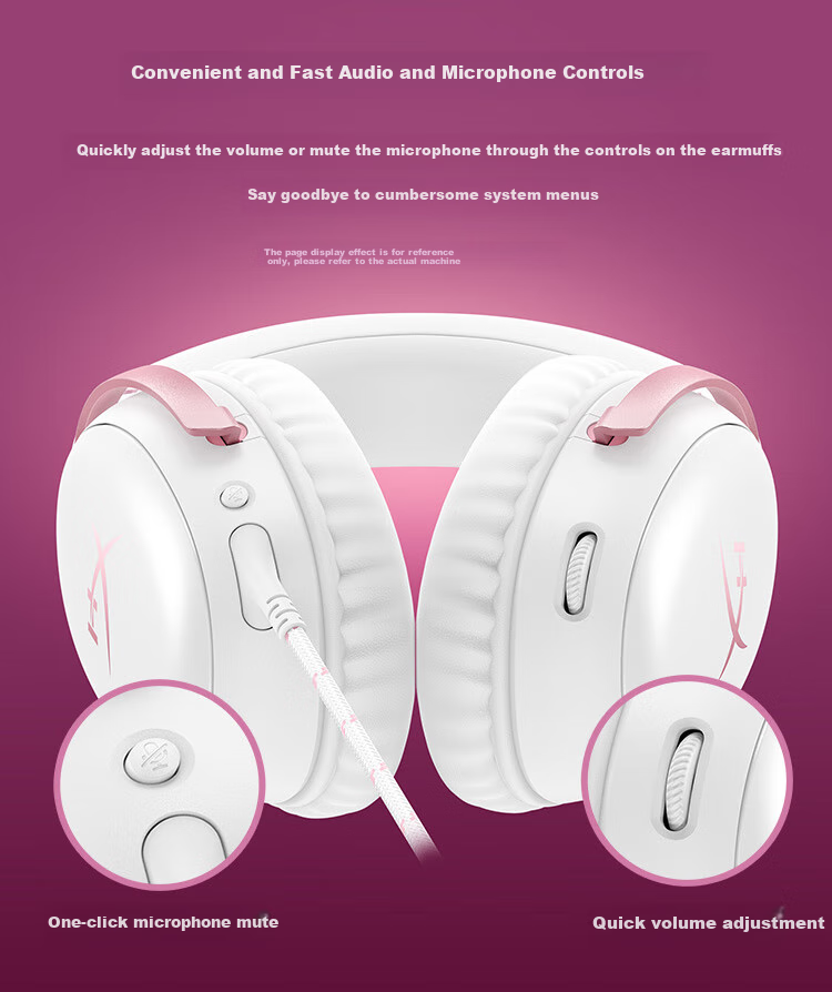 HYPERX Cloud III Wired Gaming Headset with Fog Light Pink, DTS Sound, 53mm Driver Unit, E-Sports Over-Ear Gaming Headphones Compatible with Triaxial Actio 6