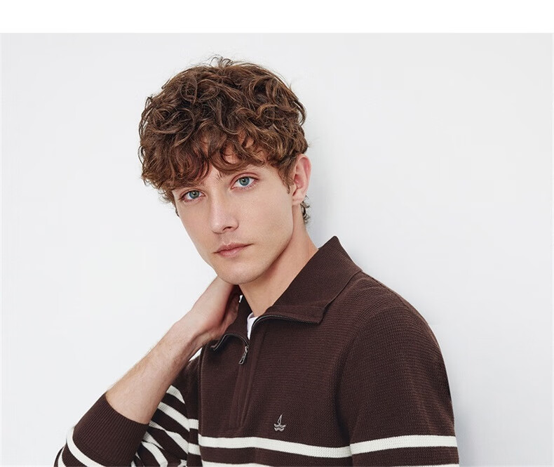 Navikail Star Model Italian Small Sailboat Men's 25-Style Half-Open Collar Striped Casual Knit Sweater 1344045502 21