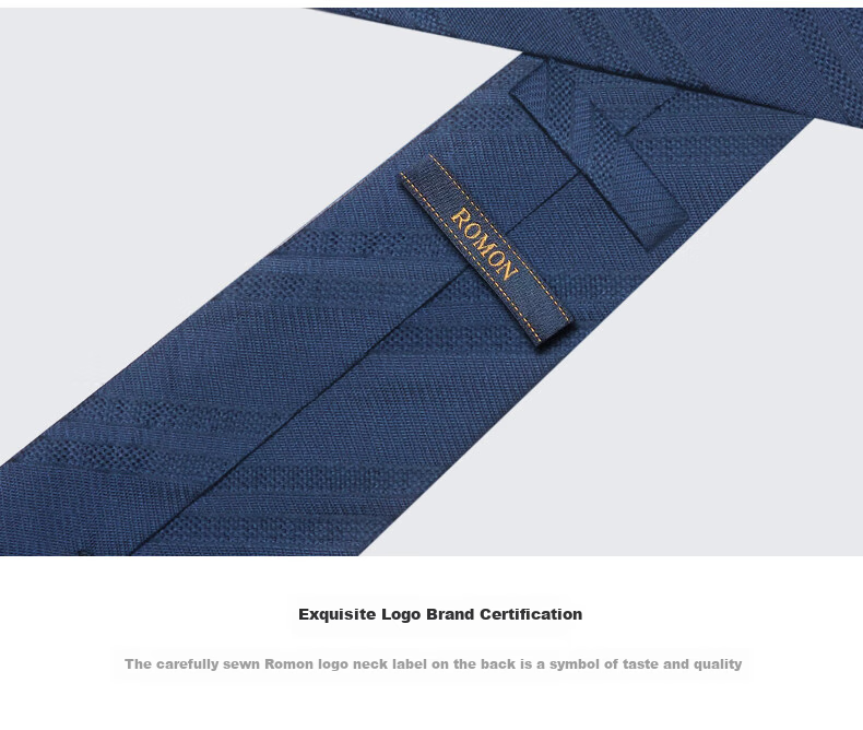 Luomeng Men's Business Formal Striped Navy Blue Silk Tie, Hand-Tied, 8 Cm, Gift Box Packaging 8
