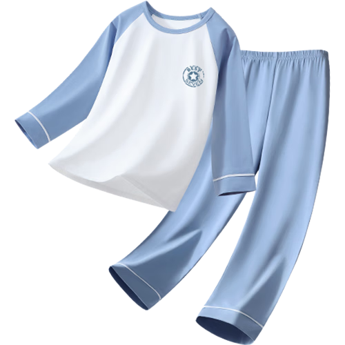 Yiershuang Children's Pajamas, Boys' Spring And Summer Long-Sleeve Home Wear Set, for Older Children And Teenage Boys, Suitable for Outdoor Wear, Air Conditioning Clothing