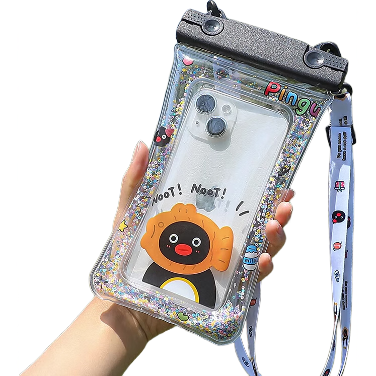 Beiyipin Transparent Waterproof Phone Pouch Touchscreen Swimming Beach Floating Water Park Sealed Lanyard Airbag Phone Case Neck Hanging Waterproof Rainproof Hot Spring Deep Diving Sealed Bag