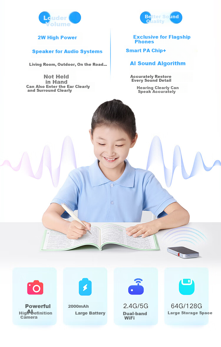 Youdao All-Screen Listening Treasure M7 128GB [Gaokao Original Sound], AI English Learning Device, Audio Player, Vocabulary Machine, Study Aid, Repeater 10