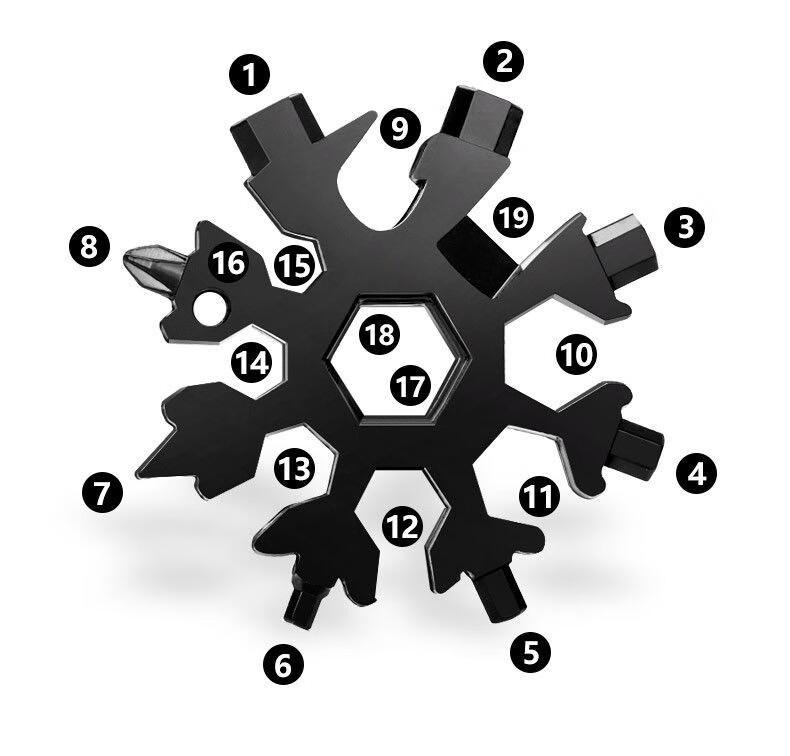 Junwen Multi-Function Snowflake Wrench Hex Screwdriver Portable 19-in-1 Universal Tool with Imported Craftsmanship 6