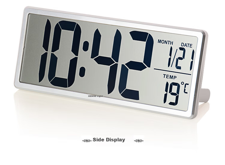Hense Creative Electronic Clock Perpetual Calendar Large Screen Wall Clock, Table Clock, LCD Display Alarm Clock, Living Room Floor Clock HA88 Gold 36cm Back-To Seaso 7