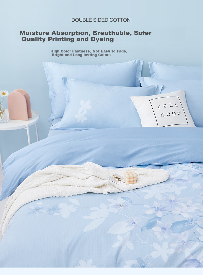 BEYOND Home Textiles High-Count Pure Cotton Duvet Cover, Single Piece, Printed Floral Pattern, Fragrant Duvet Cover, 150*210cm, Home And Living Room 4