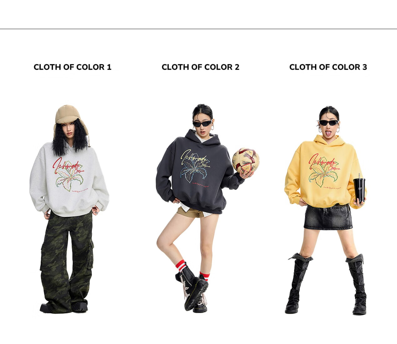 ICH MODE Women's American Style Hoodie Autumn Winter 2025 New Loose Pullover Jacket Top Dark Gray M 2