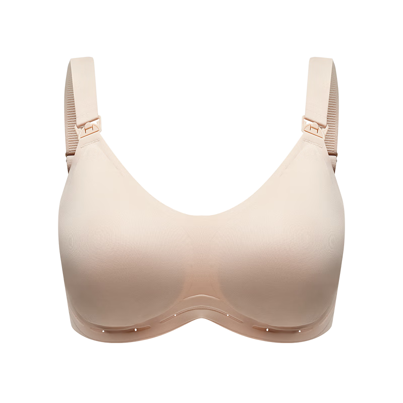 EMXEE Floating Anti-Gravity Large Bust Maternity Nursing Bra Push-Up Anti-Sagging Pregnancy Postpartum Max Bra Apricot M