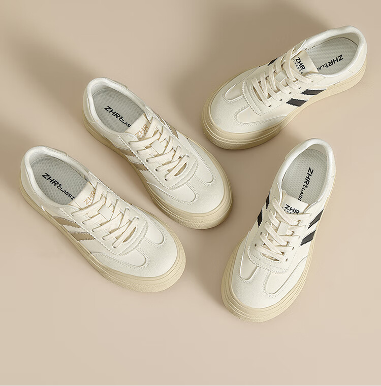ZHR ZEZHE Summer Women's Mesh Lightweight Thick-Soled Breathable White Sneakers KS109E Beige Black Size 38 3
