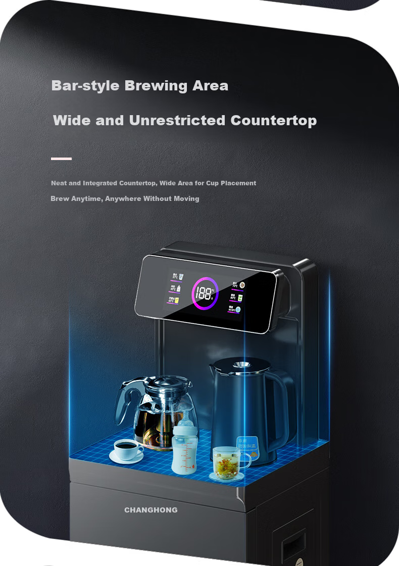 Zhanghong Tea Bar Machine Home Water Dispenser High-End Intelligent Bottom-Loading Water Tank Automatic All-In Kettle Floor-Standing Cabinet-Style Multifunctional Living Room Tea Maker CH-T201 Starry Black 8
