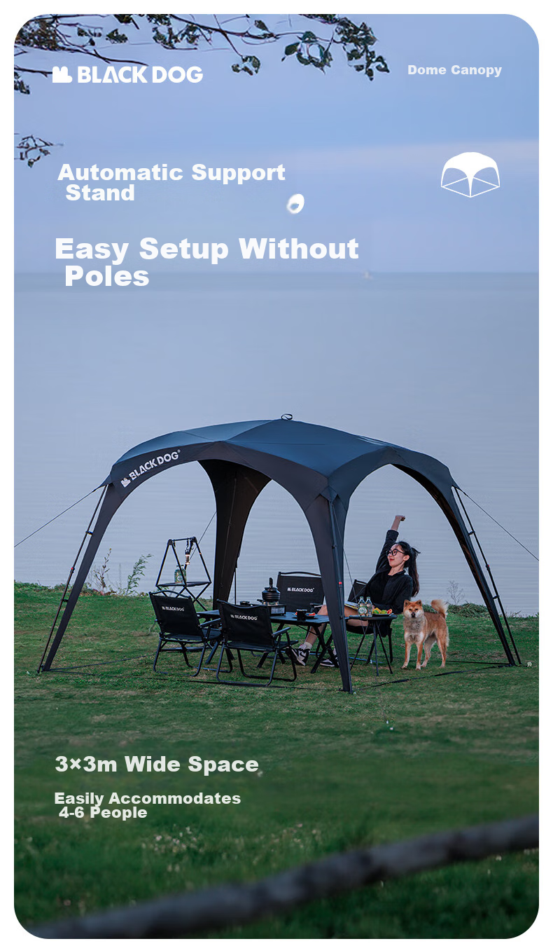 Black Dog Automatic Dome Canopy Quick-Open Outdoor Camping Self-Standing No Setup Blackout Tarp (Zipper Version) 2
