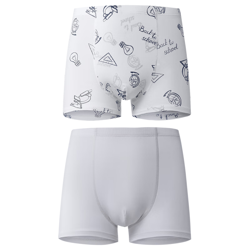 AIMER KIDS Boys' Modal Antibacterial Mid-Rise Boxer Briefs, 2-Pack, Size 160, School Style
