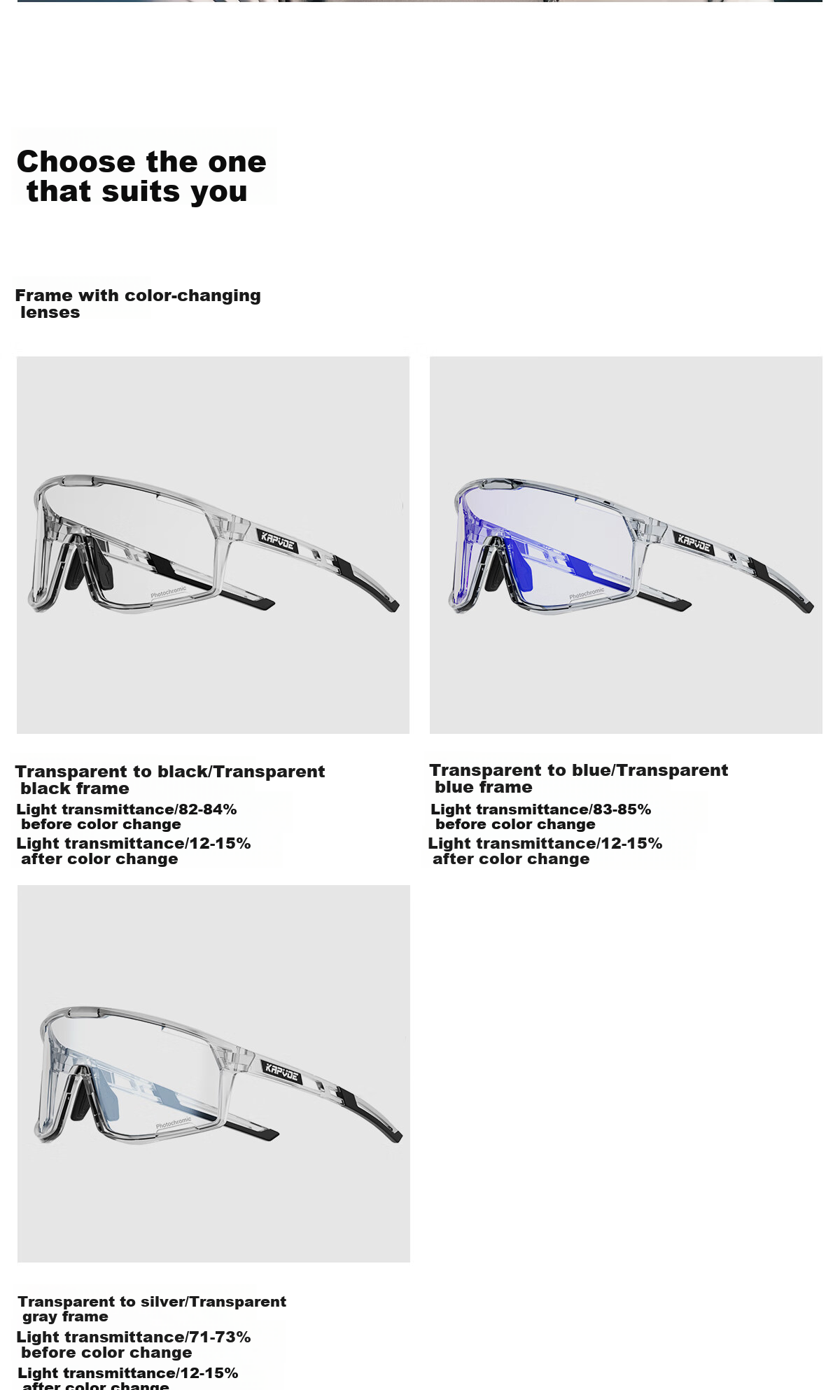 KAPVOE Full-Frame Photochromic Cycling Glasses for Day And Night Use, Outdoor Sports Goggles Suitable for Both Men And Wome 15