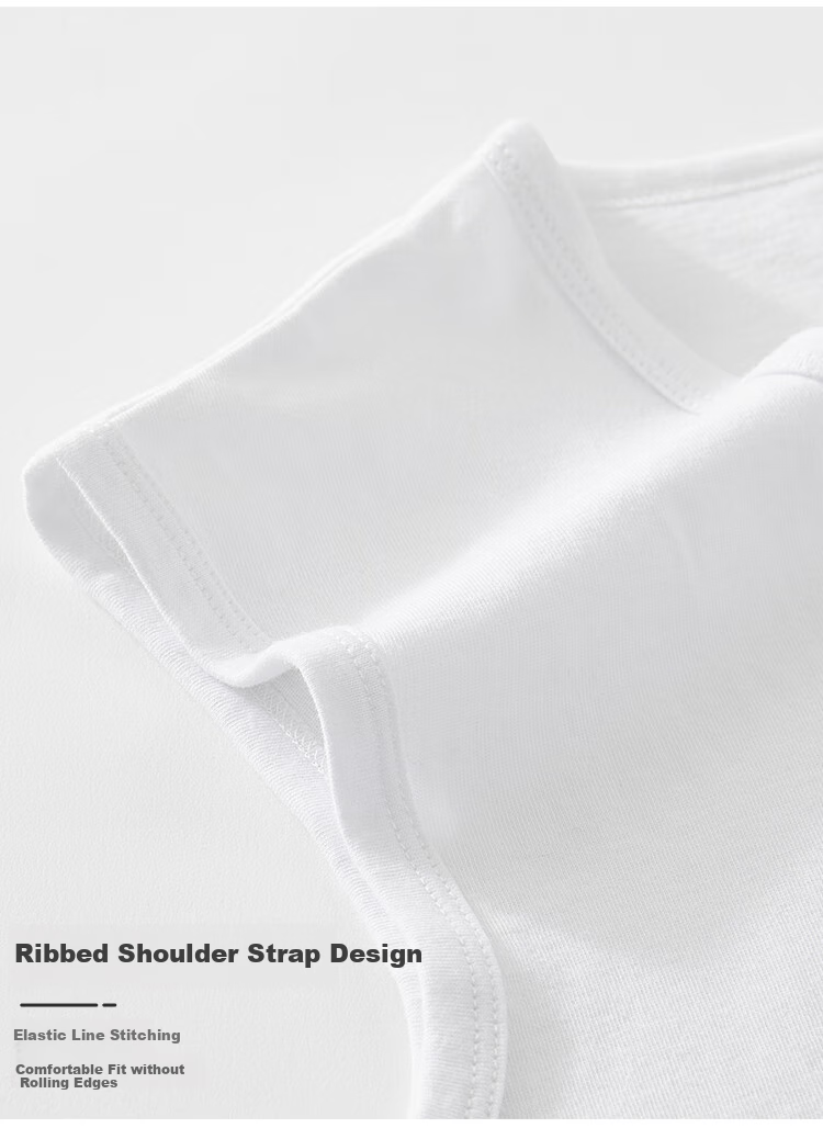 MiiOW Wide-Shoulder Tank Top for Men, Sleeveless T-Shirt, Pure Cotton Antibacterial Undershirt, Round Neck Spring And Autumn Undershirt, Breathable, 3XL 12