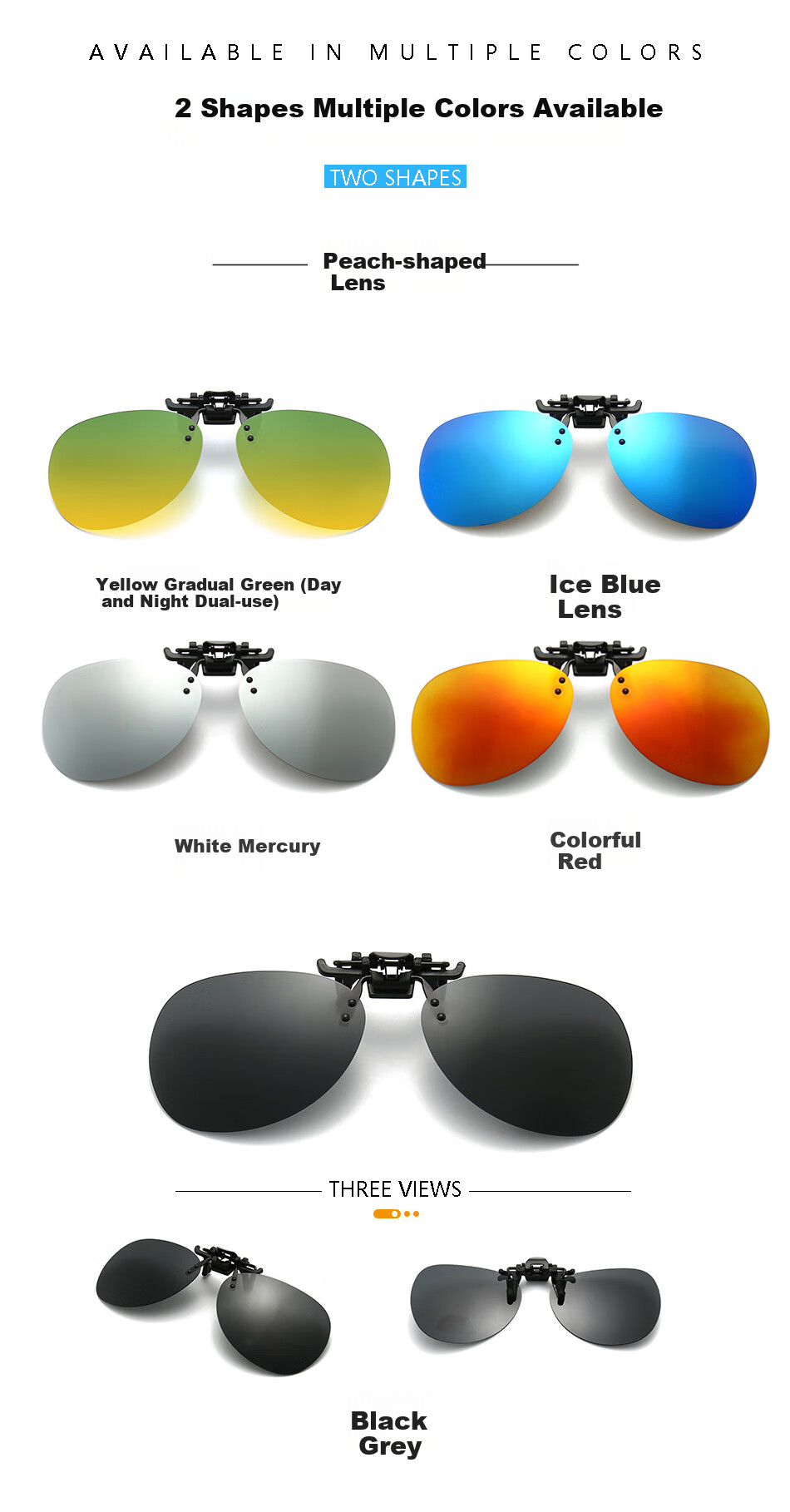 DRATRA Polarized Sunglasses Clip-On for Men And Women, Classic Frog-Eye Glasses, Myopia Eyewear Clip-On, Driving Sunglasses, Sun Protection, Anti-Glare 7