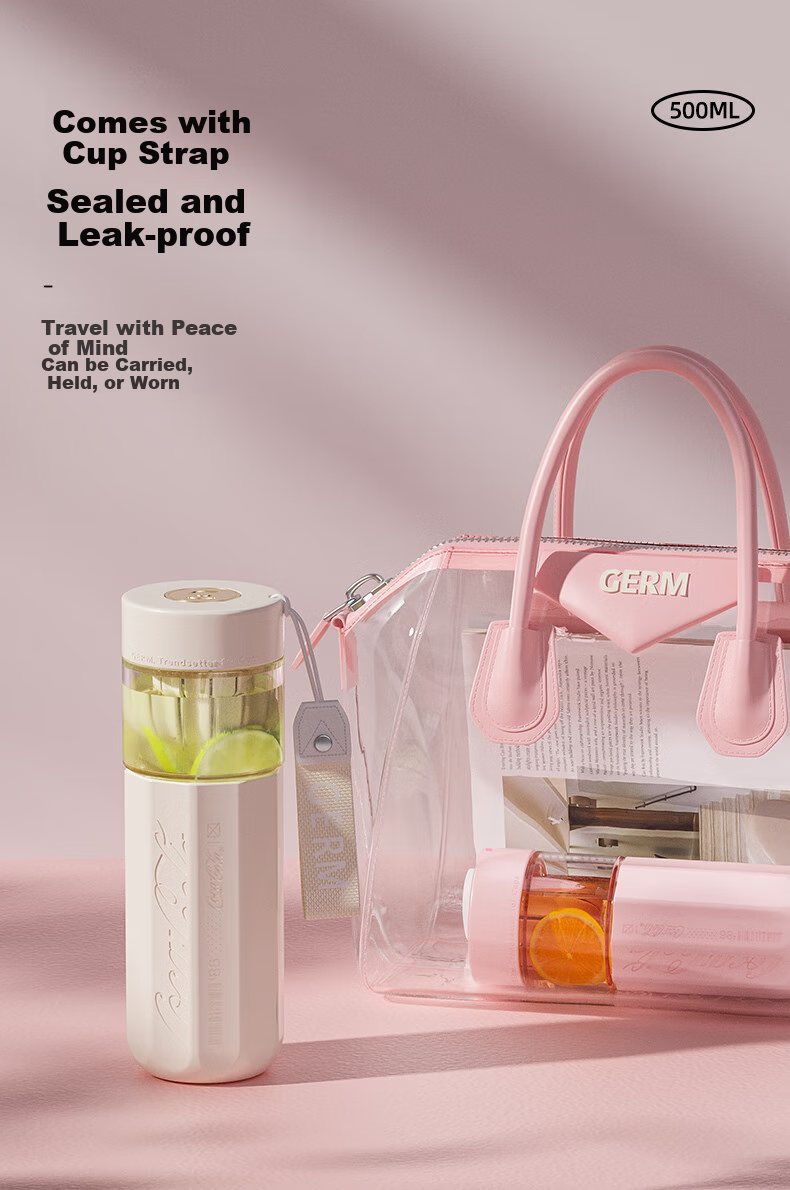 Germ Coca-Cola Tea Separation Glass Cup, High-Value Floral Tea Cup for Women, Car Cup Holder, 550ML, Sparkling Purple 12