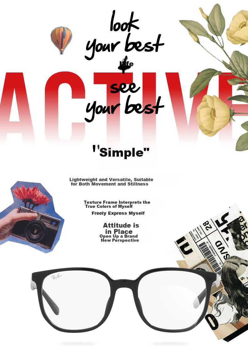 RayBan RayBan Acetate Irregular Frame, Versatile for Daily Wear And Myopia, Optical Glasses Frame 0RX5411D 3