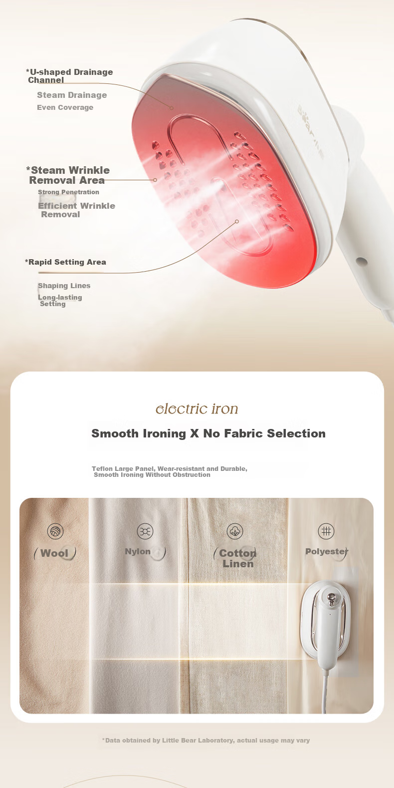 Bear Handheld Garment Steamer 17G/MIN High Power Steam 100ML Water Tank Electric Iron Portable Travel Dormitory Gift J10Q1 6
