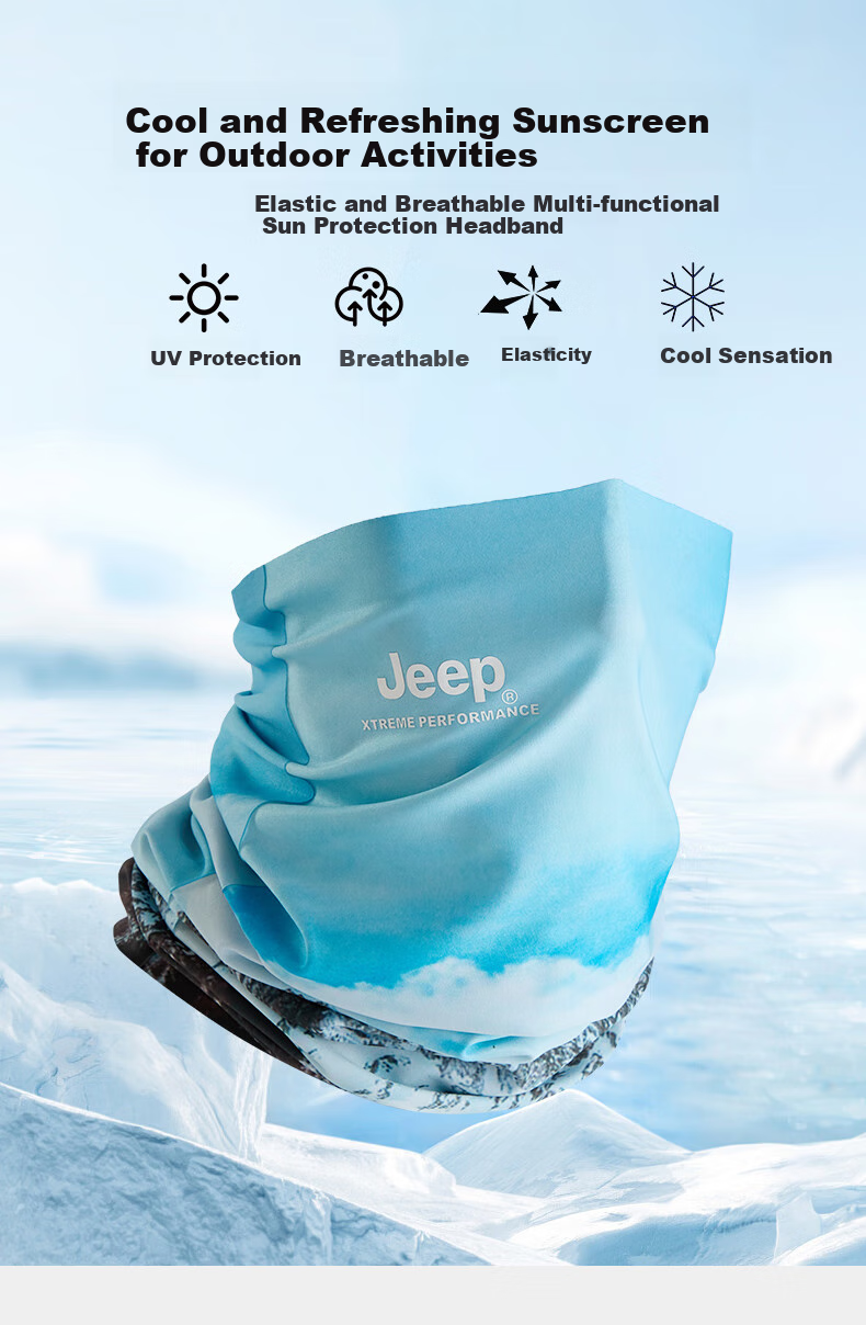Jeep Sun Protection Face Mask for Men And Women, UPF50+ UV Protection Magic Headband, Outdoor Fishing Cycling Neck Gaiter, Multifunctional Face Cover 1