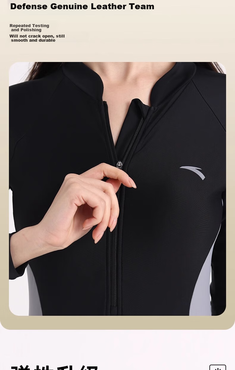ANTA Slim Waist One-Piece Swimsuit for Women, Long Sleeve Surfing And Diving Suit, Slimming Conservative Swimwear, Navy Blue, Size L 1