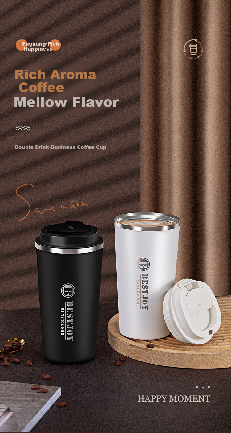 FUGURNG BESTJOY Coffee Mug, Fully Automatic Stirring Cup, 316 Stainless Steel Insulated Cup, Magnetic Electric Coffee Maker for Milk Powder, 400ml 2