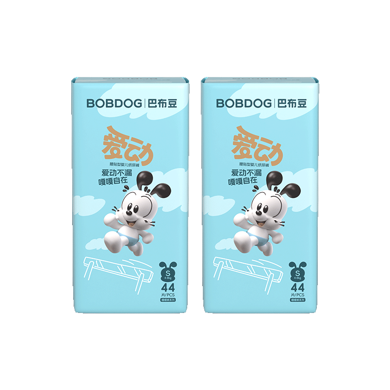 BOBDOG Active Diaper S Size 88pcs (3-4.5kg) Soft Breathable Leak-Proof Baby Diapers