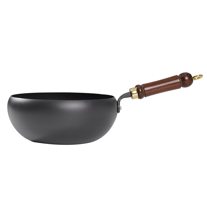 Mengchuang Authentic Zhangqiu Large Belly Cast Iron Wok Non-Coated Non-Stick Stir Fry Pan Compatible with Induction and Gas Stoves Pre-Seasoned