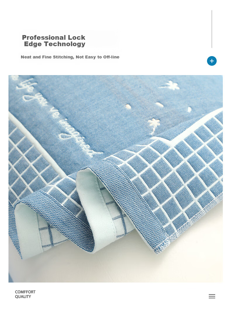 Grace 7A Antibacterial Four-Layer Breathable Extra Large Thick Gauze Pillowcase, Qinghuan-Blue, 78*52cm, One Pair 3