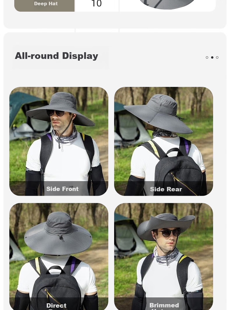Ousen Outdoor Sun Hat with Wide Brim for Men And Women, Summer UV Protection Fishing Hiking Cycling Hat with Face Mask 10