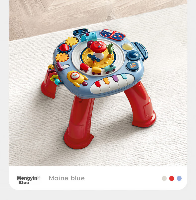 Babycare Learning Table, Children's Multifunctional Baby Toy, Multilingual Game Table with Dual-Sided Design, Cyan Gree 16