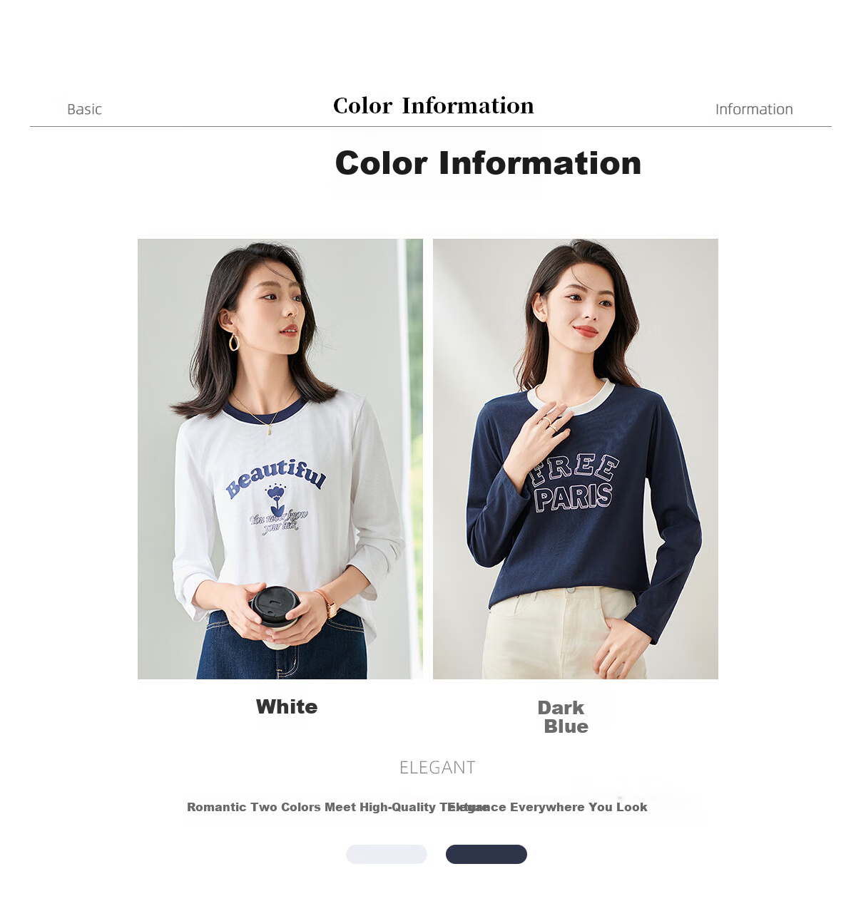 Chushen Spring And Autumn Long-Sleeve T-Shirt for Women, Round Neck with Letter Print, Versatile Color-Block Layering, Commuter Base Shirt Top S143T2024 8