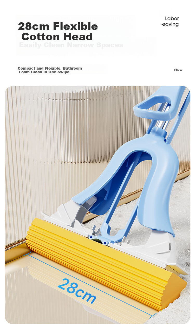 MARYYA Large Sponge Mop, 38cm with Two Heads, Extended Handle, Absorbent Sponge, Household All-In No-Hand Cleaning, 2026 Floor Mopping Cloth 3