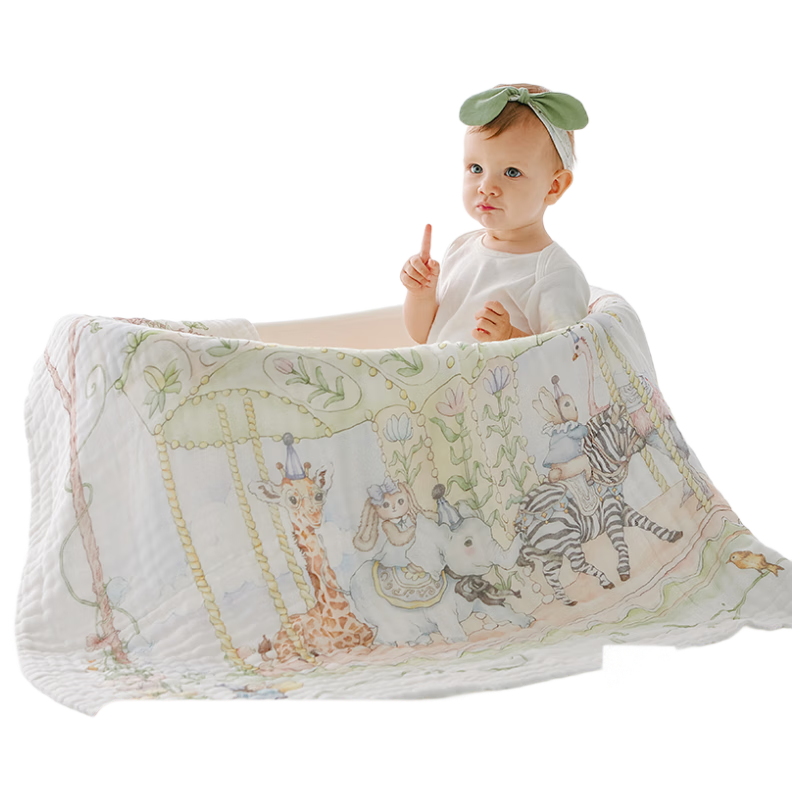 BUBBLE TREE Newborn Six-Layer Gauze Bath Towel, Infant Swaddle Blanket, Baby Ultra-Soft Pure Cotton Cloth Class A Children's Bath Towel 120cm