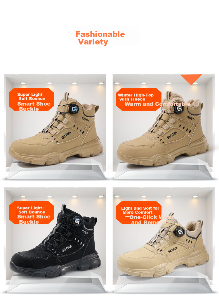 Fumeier Safety Shoes for Men, High-Top Steel Toe Cap, Lightweight, Comfortable, Anti-Smashing, Anti-Puncture, Waterproof Work Boots F055 Size 40 13