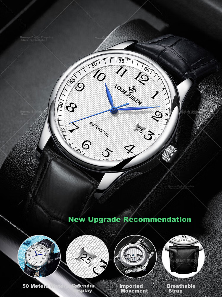 GEORGCOUNT Men's Watch, Silent Exam-Specific Fully Automatic Watch for Men, Suitable for Civil Servants, Postgraduate Entrance Exams, Middle And High School Students, Quartz Watch for Me 3