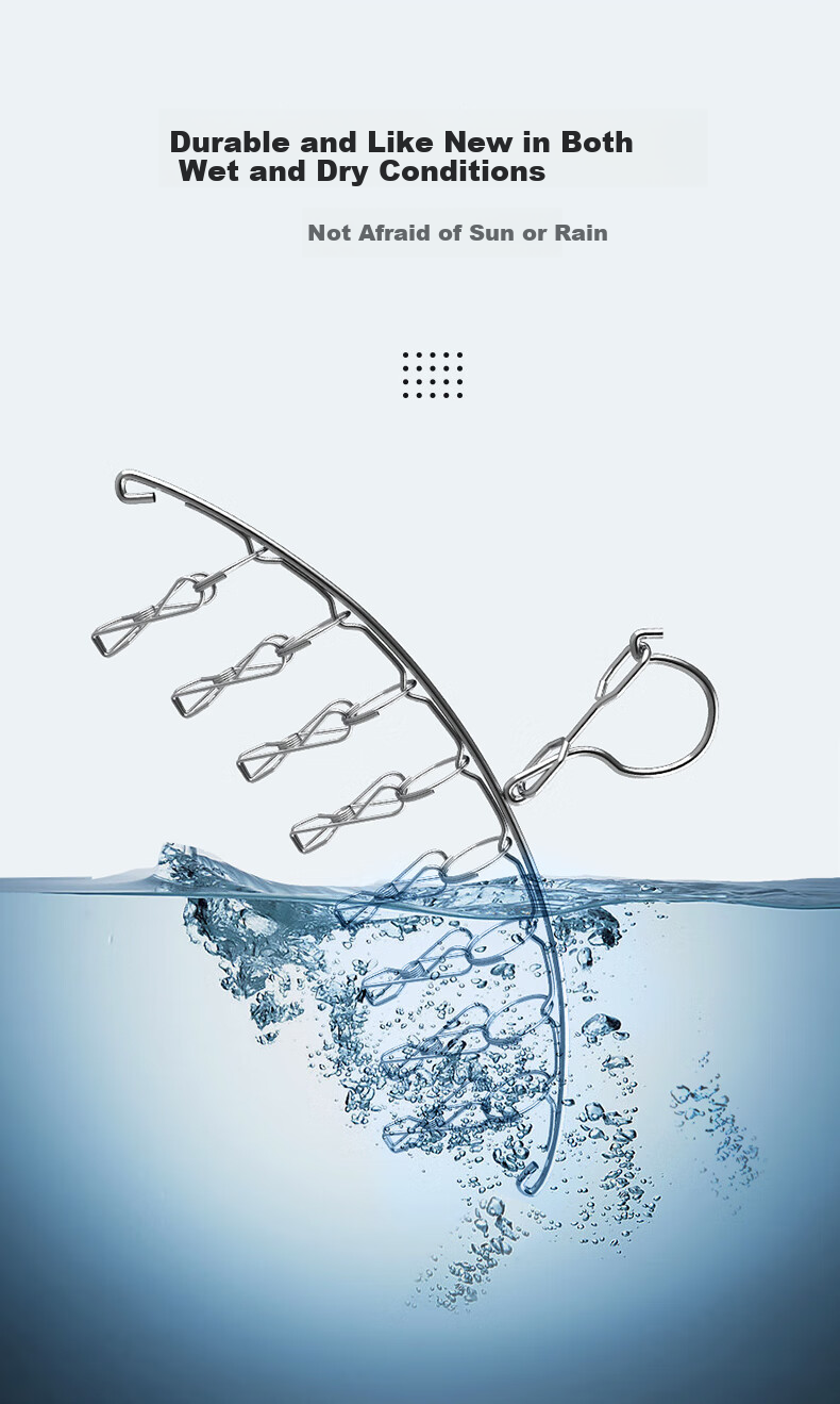 MENGTING Clothes Hanger for Drying Socks on Balcony, Stainless Steel Drying Clips, Multifunctional Sock Clips, Sock Hanger, Underwear Rack, 18 Clips 4